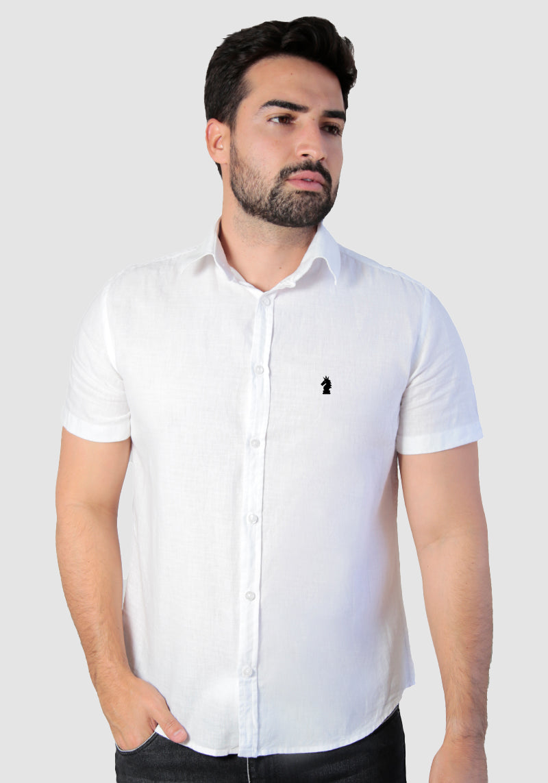 Camisa Manga Curta Slim Fit Linho