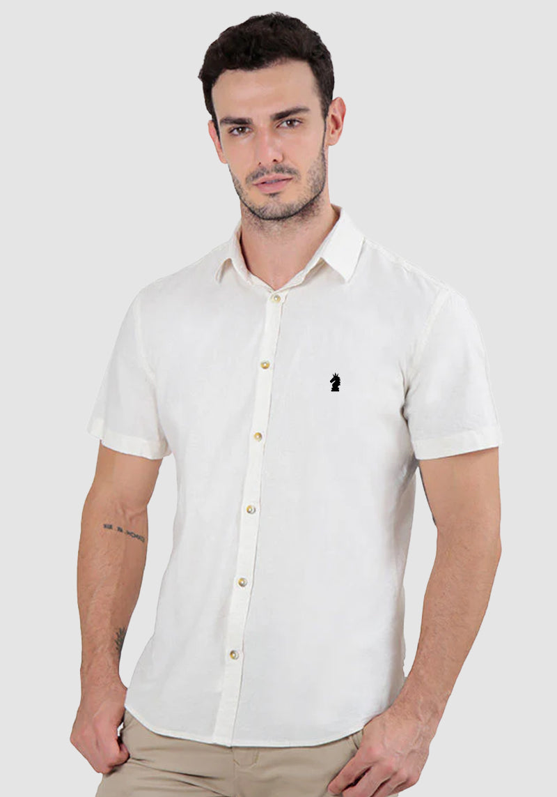 Camisa Manga Curta Slim Fit Linho