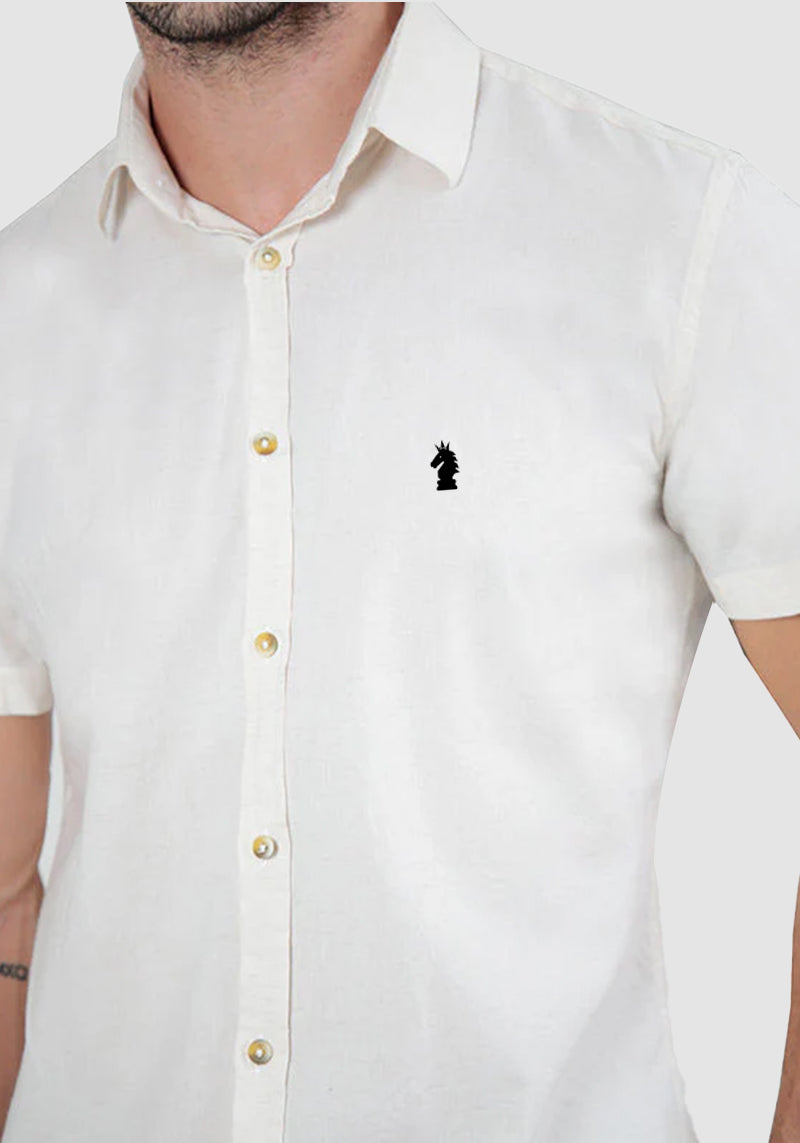 Camisa Manga Curta Slim Fit Linho