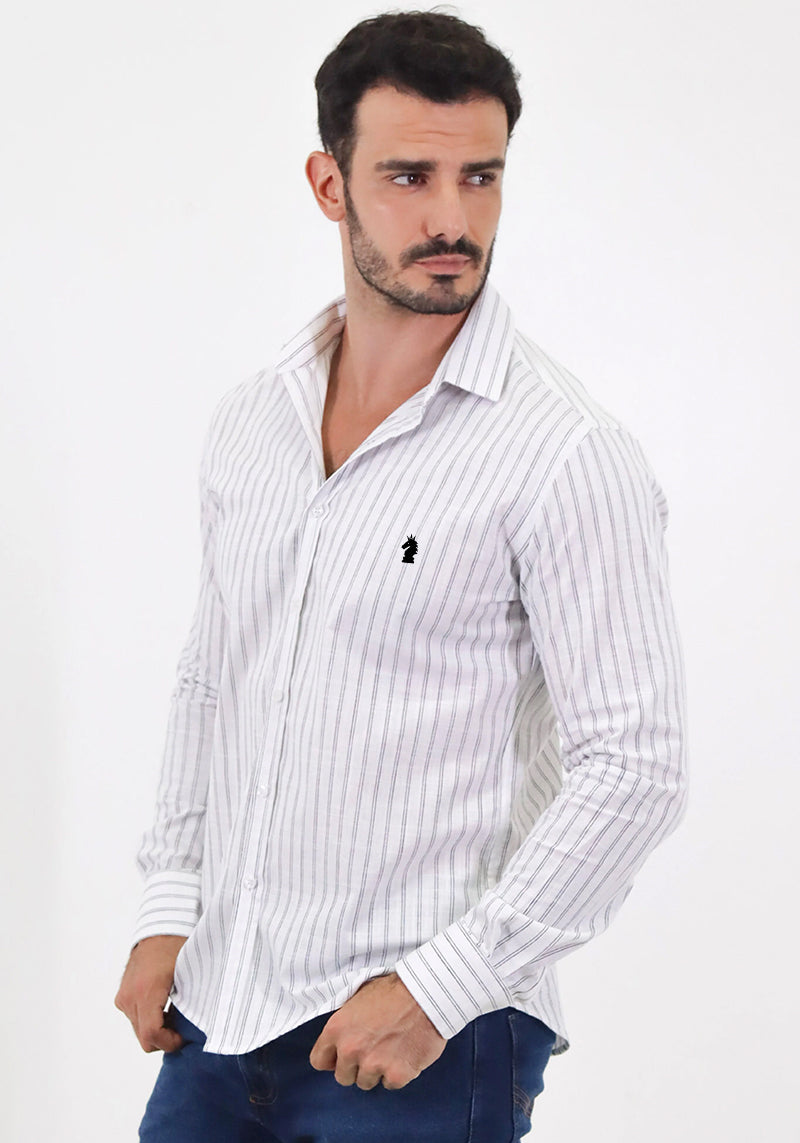 Camisa Slim Fit Listras Duplas